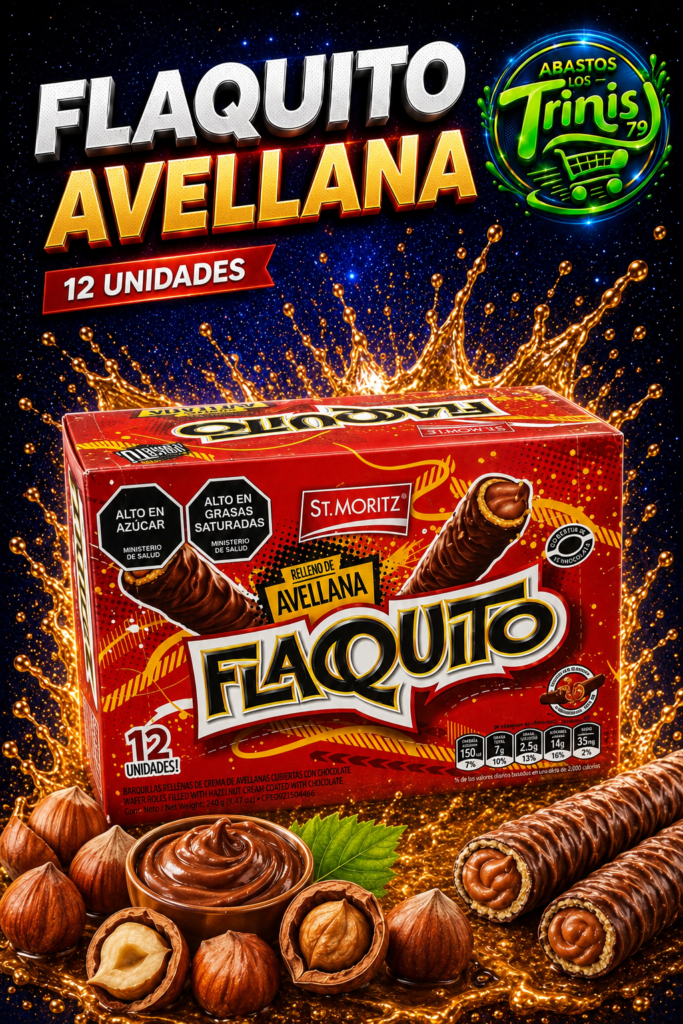 FLAQUITO RELLENO DE AVELLANA 1 CAJA DE 12 UNIDADES