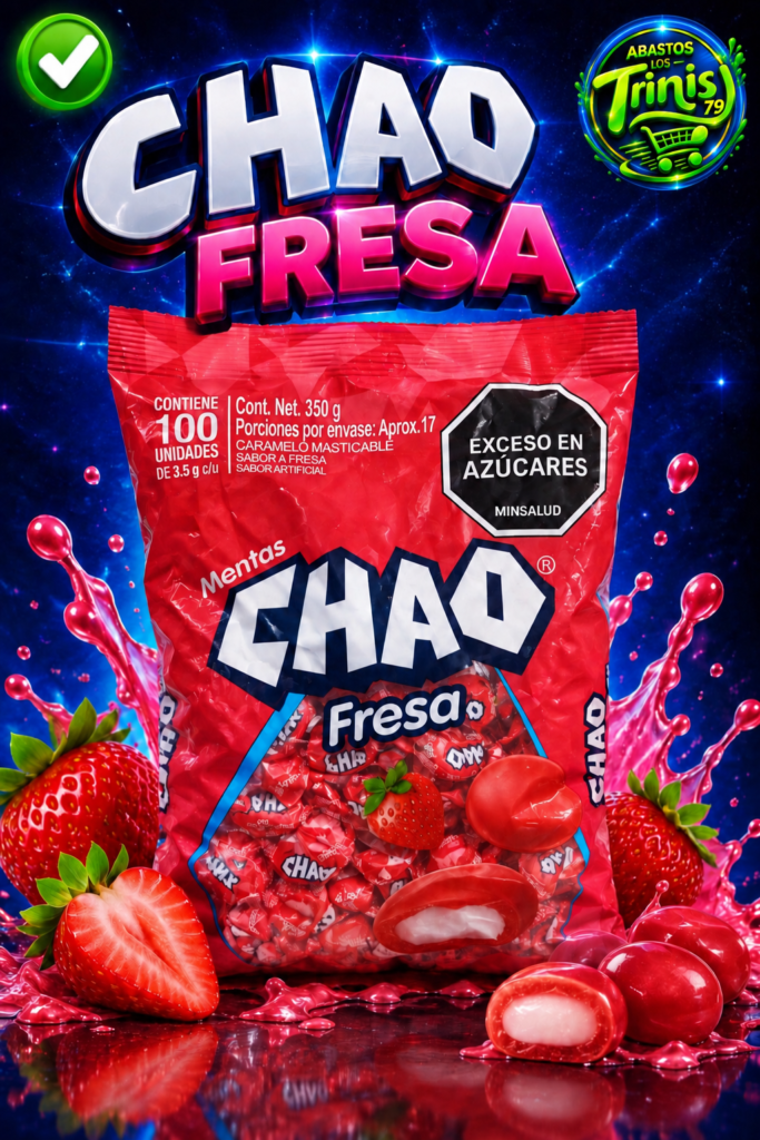CARAMELO CHAO FRESA 1 PAQUETE DE 100 UNIDADES