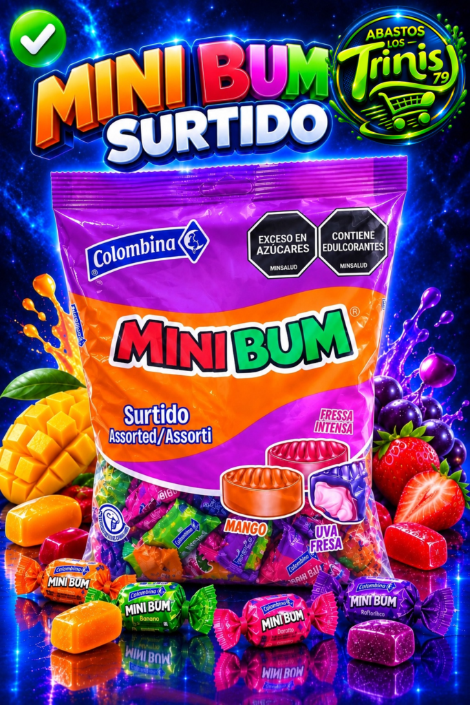 CARAMELO MINI BUM SURTIDO 1 PAQUETE DE 100 UNIDADES